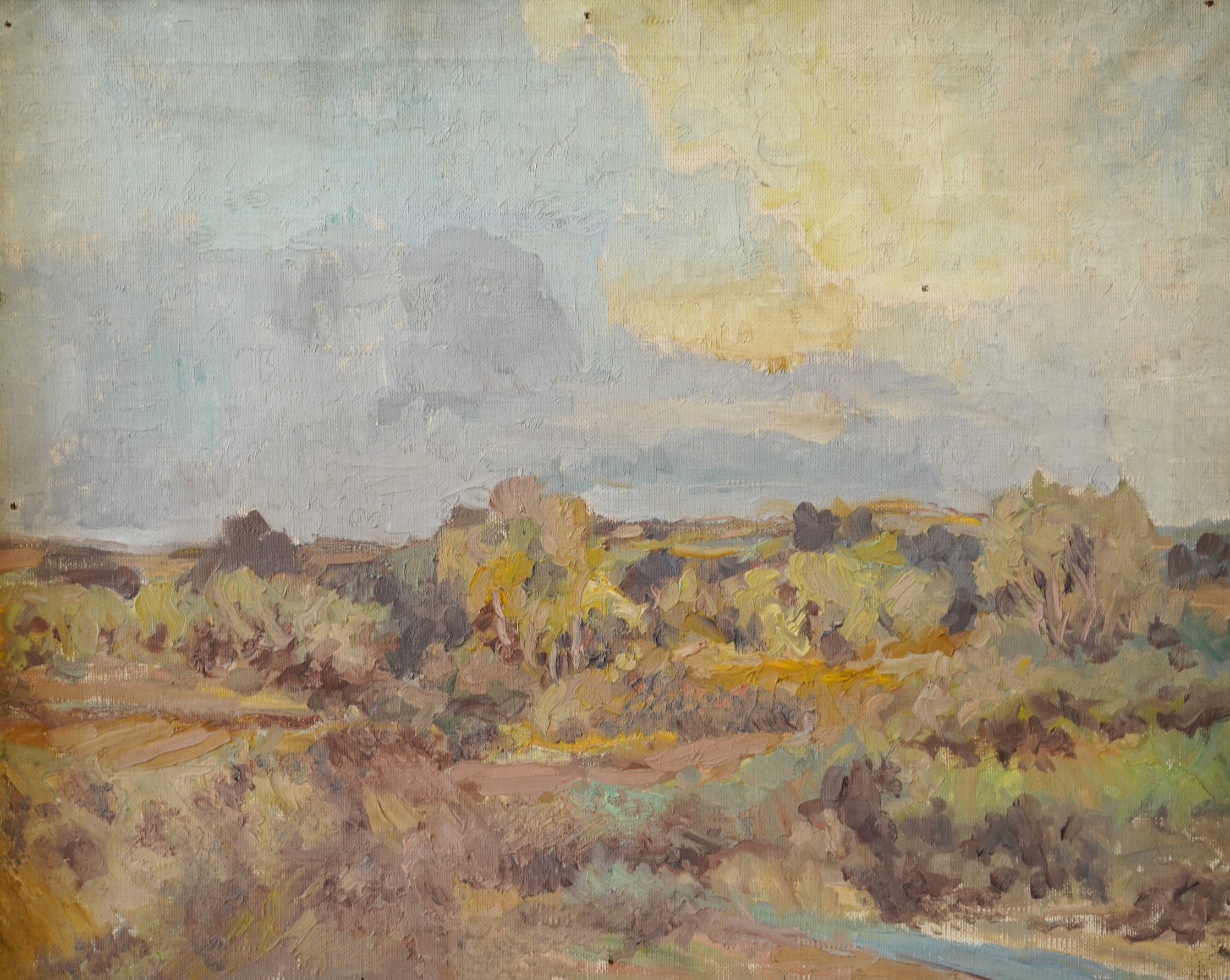 Arthur Spooner (1873-1962), Landscape, unsigned, oil on canvas, 40 x 49cm, Provenance - Artists summer studio, East coast.